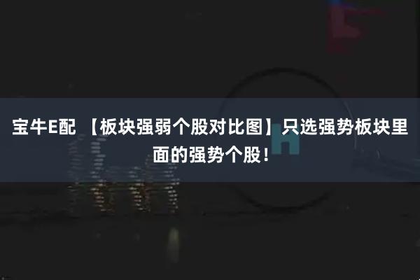 宝牛E配 【板块强弱个股对比图】只选强势板块里面的强势个股！